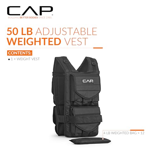 CAP Adjustable Weighted Vest 20–150 lbs for Strength Training, Running & Workouts, Weight Vest for Men & Women, Fitness Training Vest - style: 50lbs