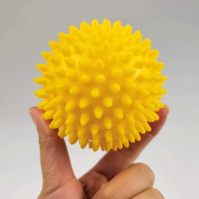 FACELESS Pack of 2 Spiky Hard Massage Balls - PVC Trigger Point Balls for Muscle Relief, Foot Roller & Neck Massager (2, Yellow (7.5cm)) - color: Yellow(7.5cm)