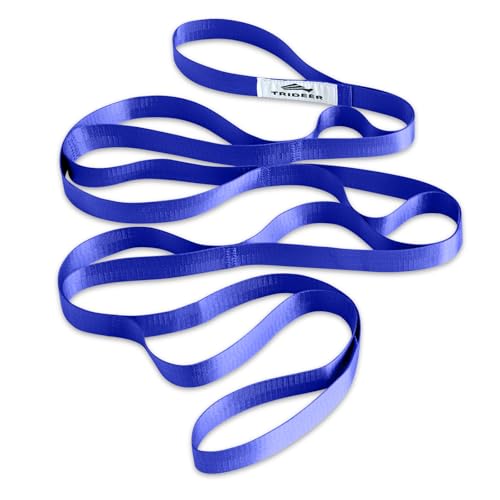 Trideer Non-Elastic Stretching Strap with Loops for Physical Therapy & Rehab, Knee Hip Leg ROM Post-Surgery, Yoga Strap for Stretching, Leg Lifter Strap Mobility Aid, Hamstring Calf Back - color: Royal Blue/75"x1"