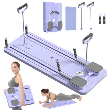 Pilates Board - Pilates Reformer Set, Multi-Purpose Foldable Pilates Reformer Board for Home, 5 in 1 Pilates Sliding Board - color: Purple