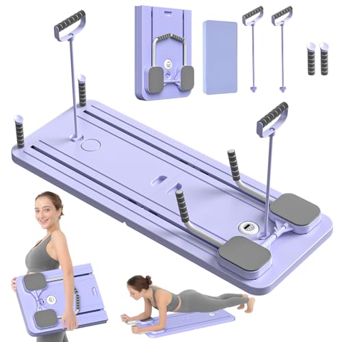 Pilates Board - Pilates Reformer Set, Multi-Purpose Foldable Pilates Reformer Board for Home, 5 in 1 Pilates Sliding Board - color: Purple