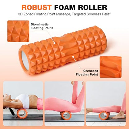 RedSwing 5-in-1 Foam Roller Set - High Density Deep Tissue Massage Roller with Ball, Band & Bag for Full Body Muscle Recovery and Pain Relief