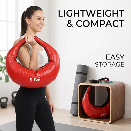 Strength Training Bag, Fitness Power Bag, 55 LB Fitness Sand Bag, Bulgarian Canvas Bag, for Home Gym Weight Training, Multifunctional Workout Bag, Red