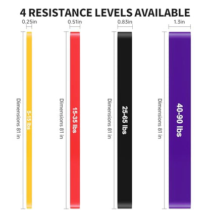 Pull Up Assistance Bands Set 5 LBS - 230 LBS, Long Resistance Bands for Pull Ups Working Out, Gym Workout Bands for Men Exercise Muscle Training and Shape Body - Carry Bag Included