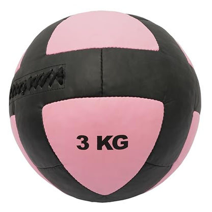 3 kg Wall Ball Soft Synthetic Leather Shell Weighted Medicine Ball for Pilates, Yoga, Strength Training & Physical Therapy with Non-Slippery Grip