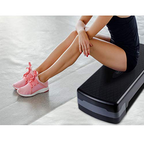 Compact Portable Aerobic Step Platform Exercise Fitness Equipment, Cardio Stepper with Adjustable Height for Home Gym
