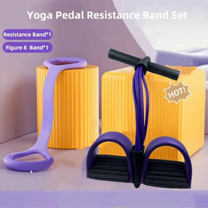 Resistance Bands for Exercise,6-Tube Elastic Yoga Pedal Puller Resistance Band, Natural Latex Tension Rope Fitness Equipment, for Abdomen/Waist/Arm/Leg Stretching Slimming Training - color: Purple