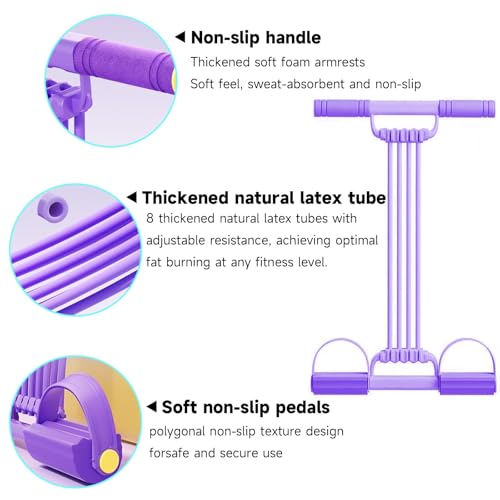 3 in 1 Adjustable Pedal Resistance Band, 8-Tube Multifunction Tension Rope, Natural Latex sit-up Trainer Resistance Band Suitable for Fat Loss and Full-Body Shaping Workout - color: 8-Tube Pink