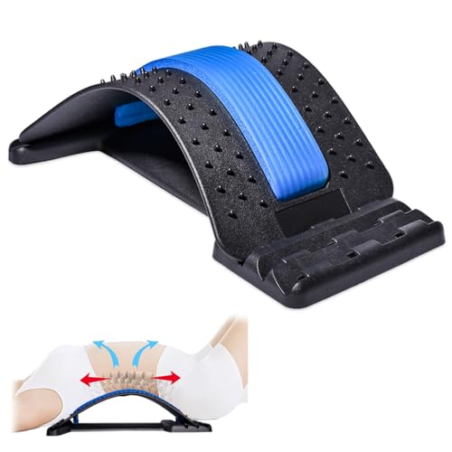 JUMPOW Back Stretcher for Lower Back Pain Relief, 3 Level Adjustable Lumbar Cracker Board, Spine Board, Relief for Herniated Disc, Sciatica, Scoliosis, Spine Decompression - color: Black, Blue-3 Level