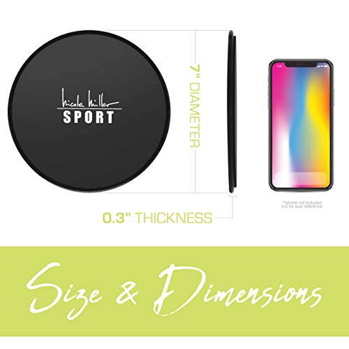 Nicole Miller Exercise Sliders for Fitness Workout [2PK], Double Sided Gilder Strength Slides Discs Work Smoothly on Any Surface for Stretch Strength Core Exercise