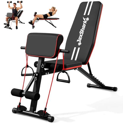 Adjustable Weight Bench, Foldable Workout Bench Press, Weight Benches for Home Gym, Workout Equipment for Full Body Exercise