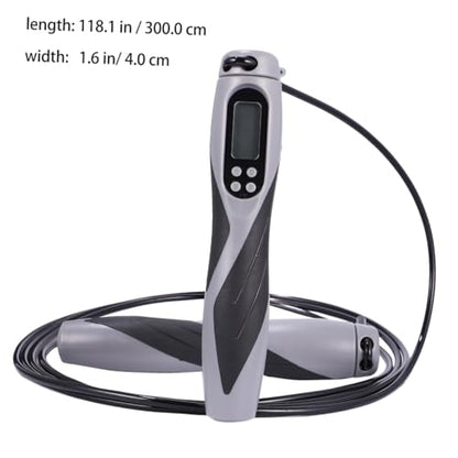 Electronic Counting Jump Rope for Workout Fitness Training, Weighted Steel Wire Skipping Rope with Digital Counter, Black for Home Gym and Exercise
