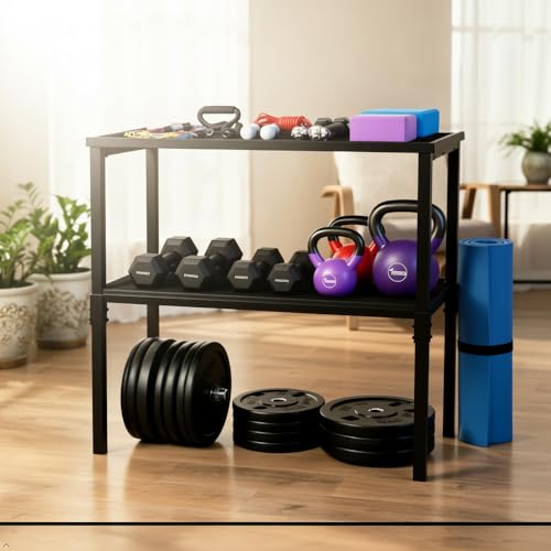 Commercial Heavy Duty Adjustable Dumbbell Stand & Kettlebell Stand, Adjustable Dumbbell Weight Rack, Kettlebell Storage Rack, Weight Rack for Garage/Home Gym/Commercial with Non-Slip Base, Anti-Tip Safety & Space-Saving Design, Weight Capacity 500/600/800