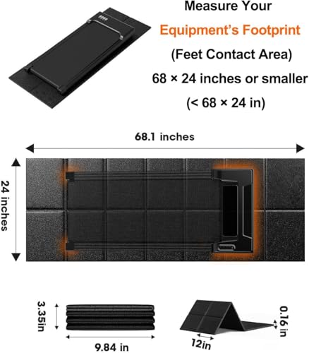 THAILE Treadmill Mat, 68" x 24" x 4mm, for Carpet & Hardwood Floors - size: 68.1"L x 24"W x 0.2"Th