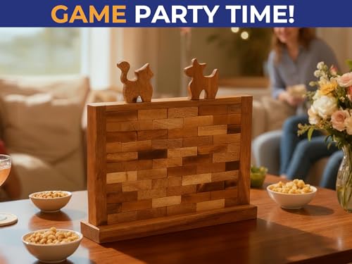 BSIRI Wooden Brick Wall Balancing Game with Characters Family for Teens and Adults Classic Brick Board Games Tabletop Party Skill Activity for Home Party Play - style: The Wall Game