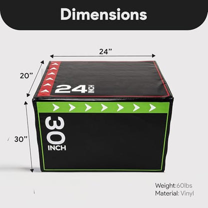 BalanceFrom 3-in-1 Foam Plyometric Jump Box for Home Gym with Multiple Height Options – Versatile Plyo with Non-Slip Surface for Strength, HIIT, Step-Ups, and Agility Training