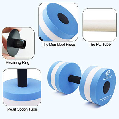 Water Dumbbells, Pool Weights for Water Exercise, 2 Pcs Aquatic Barbells - color: Blue