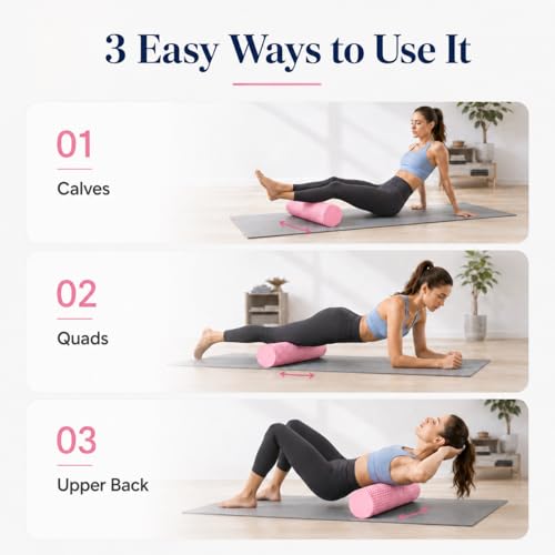 Foam Yoga Column, 2026 Upgrade Eva Long Foam Rollers with Trigger Point, Standard Foam Roller High-Density Massage Roller for Home Gym Travel Muscle Relif (Pink) - color: Pink