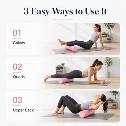 Foam Yoga Column, 2026 Upgrade Eva Long Foam Rollers with Trigger Point, Standard Foam Roller High-Density Massage Roller for Home Gym Travel Muscle Relif (Pink) - color: Pink