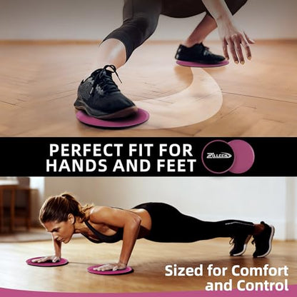 ZILLEEN Exercise Sliders for Working Out Fitness Discs for Pilates Women Men, 2 Pack - color: Pink