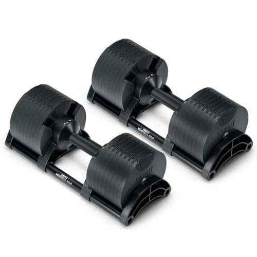 SMRTFT NUOBELL Adjustable Dumbbells 5–100 lb Set | Original NUOBELL | 26 Weights in 1 for Home Gym Strength Training | Steel-Knurled Handle | Space-Saving Dumbbell Set of 2 | 2-Year Warranty