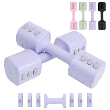 kisnbld Adjustable Dumbbell Set of 2, 4 in 1 Free Weights Dumbbells Set for Women with Fast Adjustment, Each 2lb 3lb 4lb 5lb Hand Weights Set for Home Gym & Outdoor Exercise Training - color: Purple, style: Pair