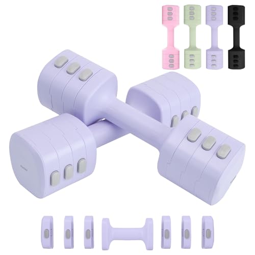 kisnbld Adjustable Dumbbell Set of 2, 4 in 1 Free Weights Dumbbells Set for Women with Fast Adjustment, Each 2lb 3lb 4lb 5lb Hand Weights Set for Home Gym & Outdoor Exercise Training - color: Purple, style: Pair