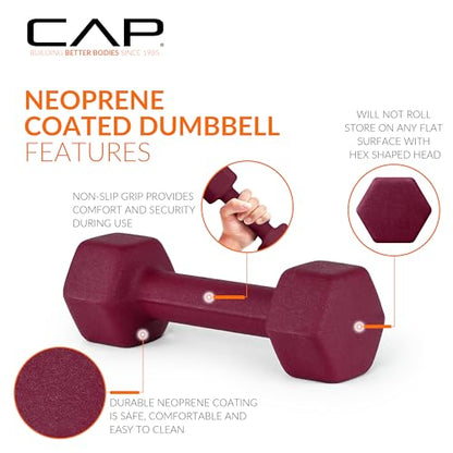 CAP Barbell Neoprene Dumbbell Weights Pairs & Sets | Color Series - style: 5 lb Pair