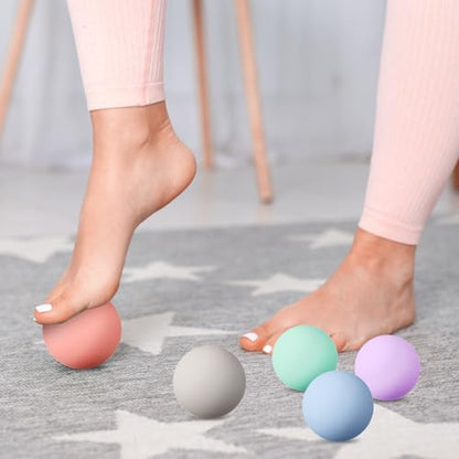 5 Pack Massage Lacrosse Balls for Myofascial Release, Yoga Deep Tissue Massage, Trigger Point Therapy and Foot Plantar Fasciitis, Ball for Back Pain Relief, Muscle Ball Roller, Macaron Color