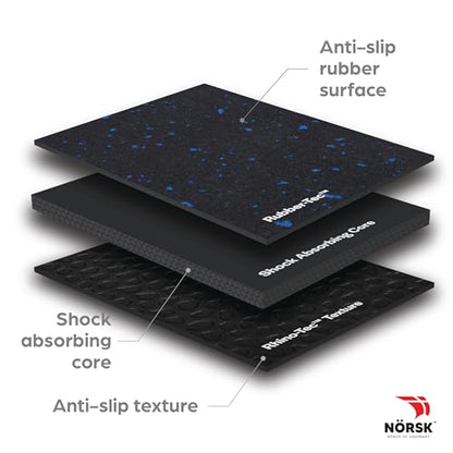 Dual-Surface Gym Exercise Mats 1/2" Thick EVA Interlocking Foam Tiles with Rubber-Tec Top Layer, Perfect Gym Flooring for Home Gym, 4 Tiles & 8 Trim Pieces