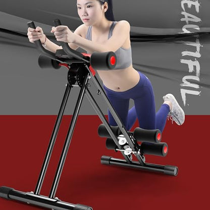 GYMNASTIKA Ab Workout Equipment, Adjustable Ab Abdominal Roller Full Body Workout Machine Fitness Core & Abdominal Trainers Strength Training Ab Cruncher Body Shaping Foldable Waist Trainer for Home