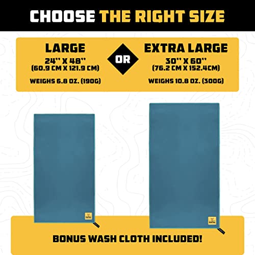 Wise Owl Outfitters Microfiber Camping Towel - Quick Dry Towel for Travel, Backpacking, Hiking, Beach, Gym & Yoga - Compact, Fast Drying & Lightweight - color: Marine Blue, size: Large (24x48) + Washcloth (12x12)