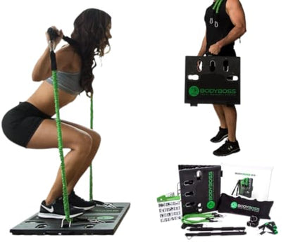 Home Gym 2.0 - Full Portable Gym Home Workout Package, Includes 1 Set of Resistance Bands (2) - Collapsible Resistance Bar, 2 Handles + More - Full Body Workouts for Home, Travel or Outside