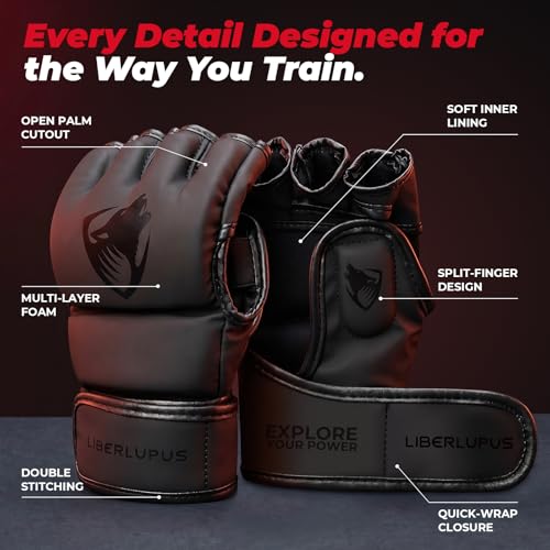 MMA Gloves Sparring for Men– Open Palm Training Gloves for Grappling, Kickboxing, Muay Thai, Youth Self-Defense, Heavy Bag Workouts – Durable Synthetic Leather with Wrist Support
