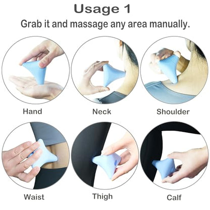 Trigger Point Massage Ball, Manual Massager Tool for Muscle Knot Deep Tissue Relief Myofascial Release Physical Therapy Hip Flexor Iliacus Psoas Hand Foot Back. 2.8×2.9” (Blue) - color: Blue