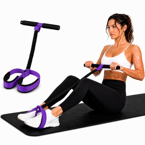 Pedal Resistance Band with Handles – Foot Pedal Resistance Band for Sit Up, Full Body Home Workout, Stretching, Core, Arms and Legs – 55LB Exercise Band for Women and Men