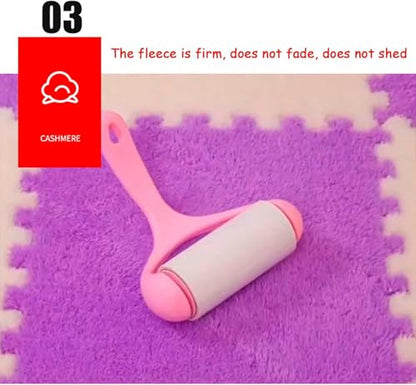 12 Pieces Thickened Plush Foam Interlocking Floor Mat,Fluffy Square Foam Tiles with 12 Edgings,Soft Anti-Slip Puzzle Area Rug Playmat for Bedroom,12X12inch,12 Tiles/11.6 Sq.Ft,Grey Purple - color: Grey Purple
