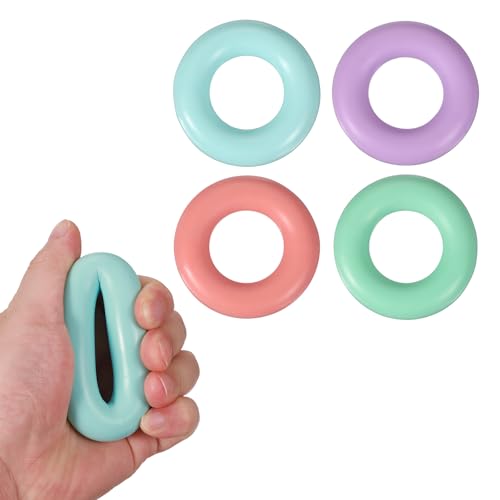 Grip Strength Trainer Rings, Portable Hand Grip Strengthener Finger Forearm Strengthener - color: Mint Green, Orange, Green, Purple, size: 3.5"(20-50LB)