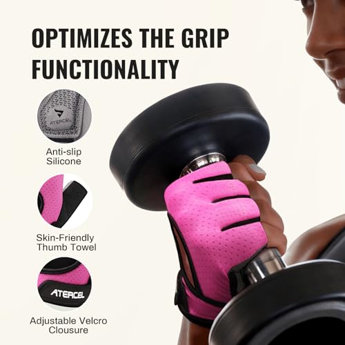 ATERCEL Weight Lifting Gloves Full Palm Protection, Workout Gloves for Gym, Cycling, Exercise, Climbing, Breathable, Super Lightweight for Mens and Women