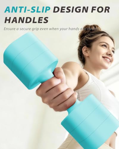 Ragebby Adjustable Dumbbell Set of 2, Weights for Men and Women at Home - color: MINT BLUE, style: 10LB(5LB Pair)