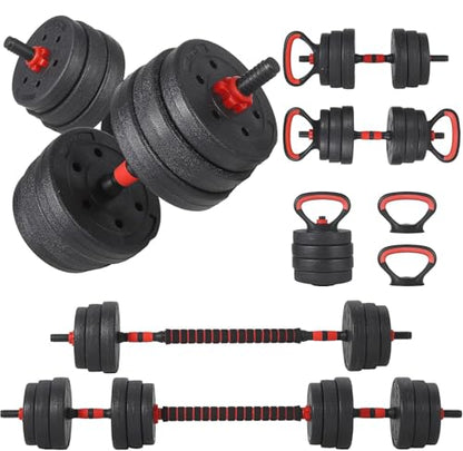 Adjustable Dumbbells Set of 2,Free Weight Set with Connector,Used as Barbell, Kettlebells, Push up Stand, Weight Plate, Fitness Exercises for Home Gym Suitable Men/Women - color: Red90lbs(45lbs*2)