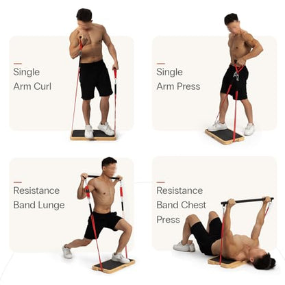 StrongTek Resistance Band Training Platform, Heavy-Duty Bamboo/Wood Board for Safe & Stable Resistance Workouts, Non-Slip, 1000 lbs Capacity for Arms, Shoulders, Core, Back & Legs