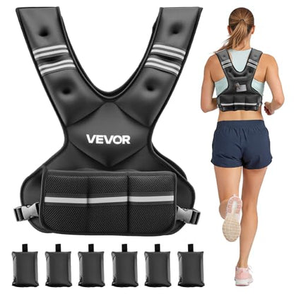 VEVOR Adjustable Weighted Vest, 4-10lbs/20-32lbs/24-40lbs/40lbs Comfortable X-Shape Body Weight Vest Set with 6/8 Weight Packs and Reflective Stripe, for Men Women, Workout Equipment for Strength Training Running Jogging - size: 20-32 lbs