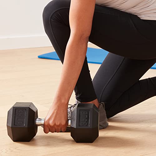 Amazon Basics Rubber Hex Dumbbell Hand Weight - size: 35 Pounds, style: 35 Pounds