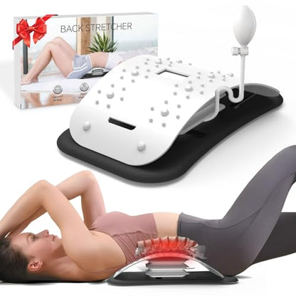 ZhanHao Back Stretcher for Lower Back Pain Relief,Adjustable Lumbar Traction Device, Ergonomic Spine Board with Acupressure Points,Back Massager for Spinal Decompression and Scoliosis