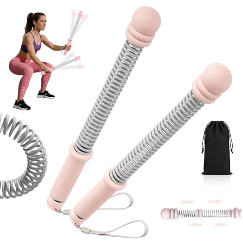 Ropeless Battle Ropes for Home Gym, Adjustable Weights Cordless Battle Ropes Sticks with Storage Bag, Portable Exercise Equipment for Strength Training, HIIT, Low-Impact Workout (Pink) - color: Pink