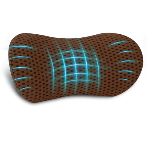Lumbar Pillow, Memory Foam Lumbar Support Pillow for Office Chair and Car Seat, Ergonomic Streamline Back Pillow for Lower Back Pain Relief, Back Support Pillow for Sitting, Driving, Traveling - color: Brown