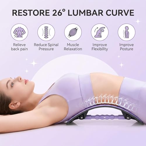 Back Stretcher for Spinal Decompression, Adjustable Lumbar Support Board, 360° Multi-Angle Support, PP+TPR, Extra-Wide, Supports up to 330 lbs
