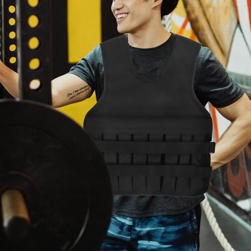 Cabilock Adjustable Weighted Vest for Men Gym Strength Training Running Fitness Oxford Cloth Multi-functional Replaceable Weight Design Sports Sandbag Vest