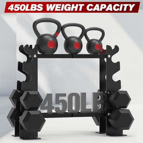 Dumbbell Rack Stand Only, Weight Rack for Home Gym Dumbbells, 5 Tier 450LBS Capacity Weight Holder Organizer, Black Weight Storage Racks Suitable for 1-45 LBS